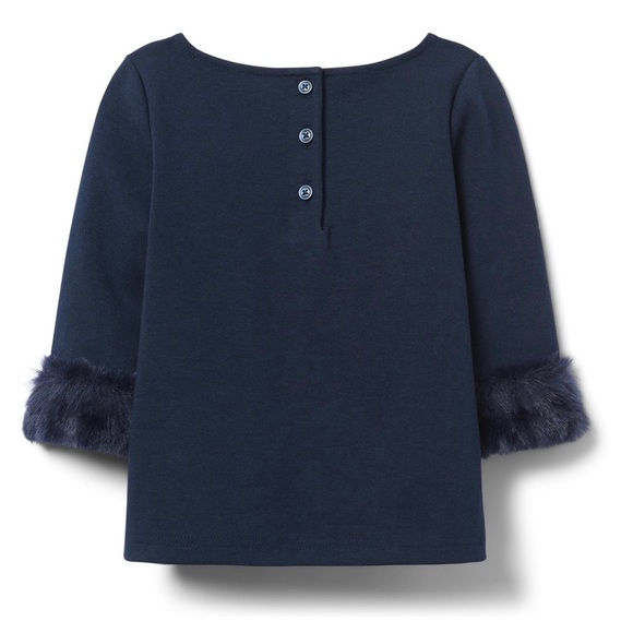 Janie and Jack navy faux fur 3/4 sleeve Size 5 - Picture 2 of 8